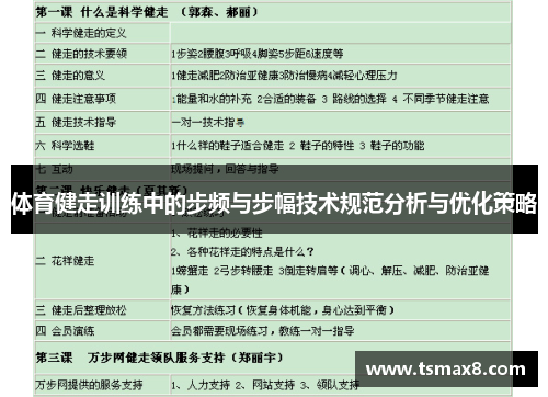 体育健走训练中的步频与步幅技术规范分析与优化策略